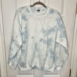 Tie Dye Hand Dyed Sky Blue & White Sweatshirt
